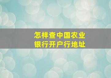 怎样查中国农业银行开户行地址