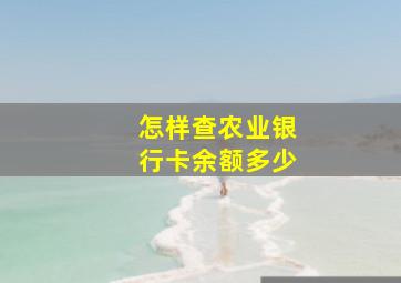 怎样查农业银行卡余额多少