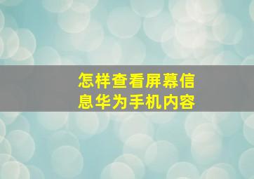 怎样查看屏幕信息华为手机内容