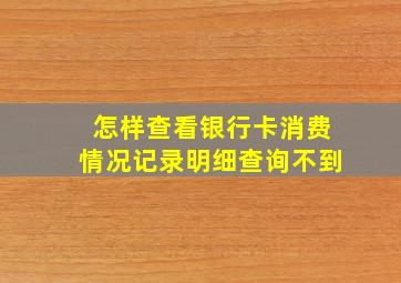 怎样查看银行卡消费情况记录明细查询不到