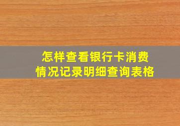 怎样查看银行卡消费情况记录明细查询表格