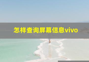 怎样查询屏幕信息vivo