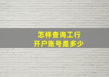 怎样查询工行开户账号是多少