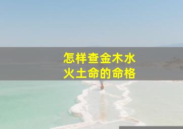 怎样查金木水火土命的命格