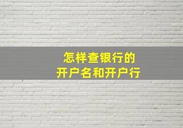 怎样查银行的开户名和开户行