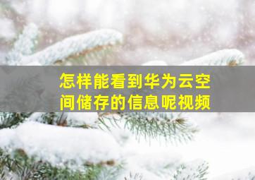 怎样能看到华为云空间储存的信息呢视频