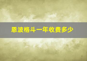 恩波格斗一年收费多少