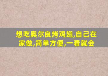 想吃奥尔良烤鸡翅,自己在家做,简单方便,一看就会