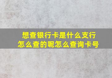 想查银行卡是什么支行怎么查的呢怎么查询卡号