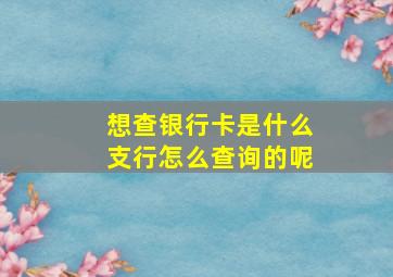 想查银行卡是什么支行怎么查询的呢