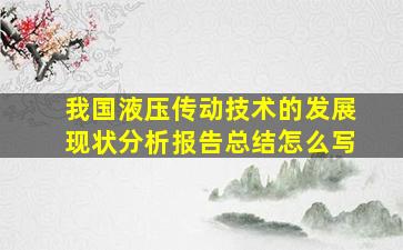 我国液压传动技术的发展现状分析报告总结怎么写