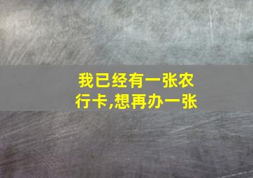 我已经有一张农行卡,想再办一张