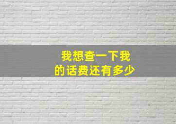 我想查一下我的话费还有多少