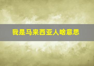 我是马来西亚人啥意思