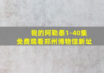 我的阿勒泰1-40集免费观看郑州博物馆新址