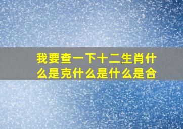 我要查一下十二生肖什么是克什么是什么是合