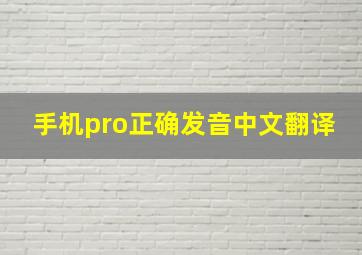 手机pro正确发音中文翻译