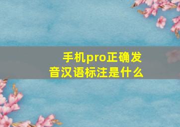 手机pro正确发音汉语标注是什么