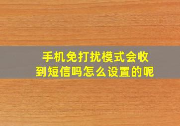 手机免打扰模式会收到短信吗怎么设置的呢