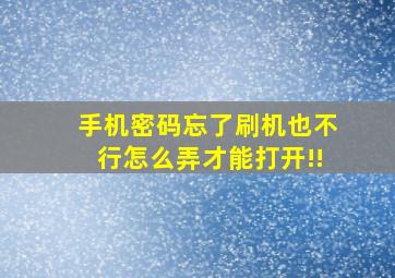 手机密码忘了刷机也不行怎么弄才能打开!!