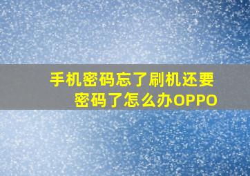 手机密码忘了刷机还要密码了怎么办OPPO