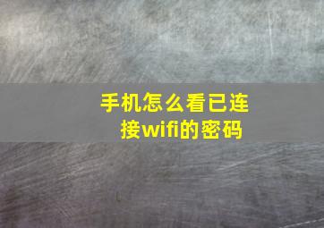 手机怎么看已连接wifi的密码