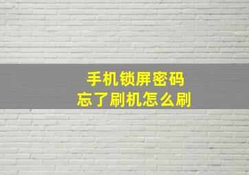 手机锁屏密码忘了刷机怎么刷