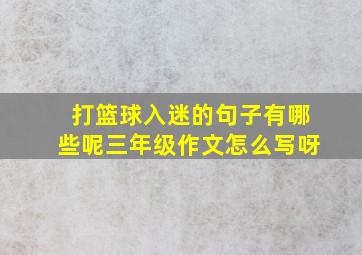 打篮球入迷的句子有哪些呢三年级作文怎么写呀