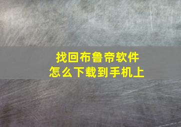 找回布鲁帝软件怎么下载到手机上