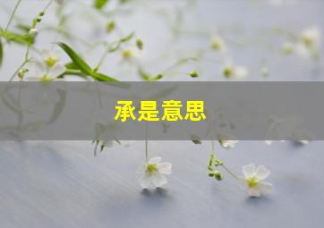 承是意思