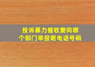 投诉暴力催收要向哪个部门举报呢电话号码