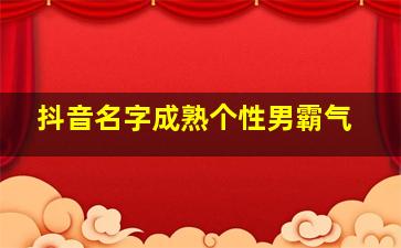 抖音名字成熟个性男霸气