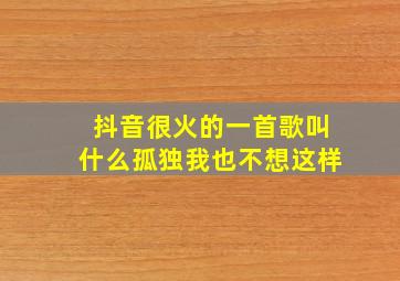 抖音很火的一首歌叫什么孤独我也不想这样