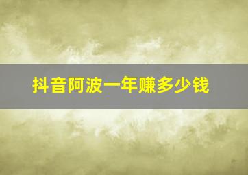 抖音阿波一年赚多少钱