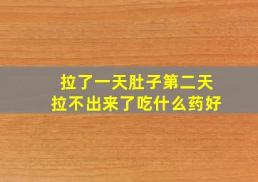 拉了一天肚子第二天拉不出来了吃什么药好