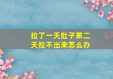 拉了一天肚子第二天拉不出来怎么办