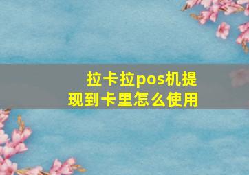 拉卡拉pos机提现到卡里怎么使用