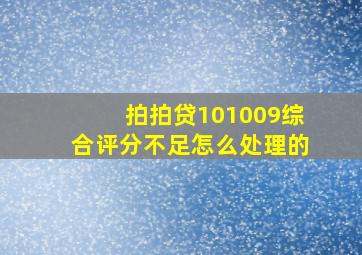 拍拍贷101009综合评分不足怎么处理的