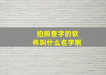 拍照查字的软件叫什么名字啊