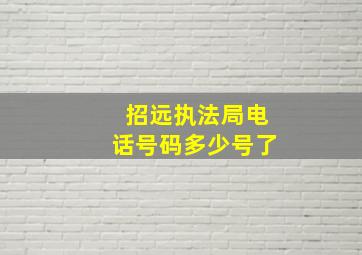 招远执法局电话号码多少号了