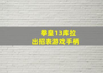 拳皇13库拉出招表游戏手柄