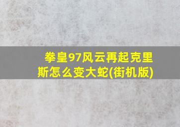 拳皇97风云再起克里斯怎么变大蛇(街机版)