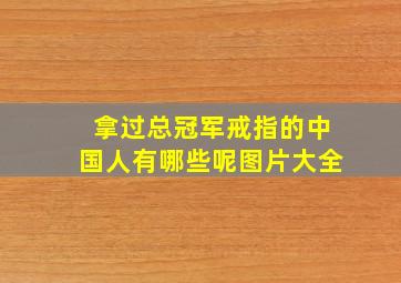 拿过总冠军戒指的中国人有哪些呢图片大全