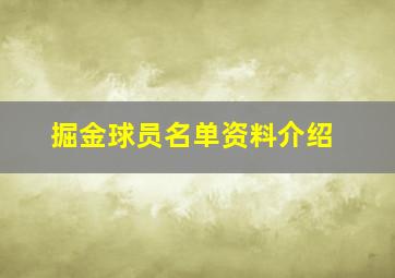 掘金球员名单资料介绍