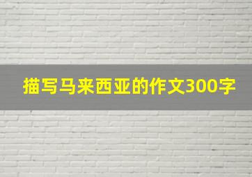 描写马来西亚的作文300字