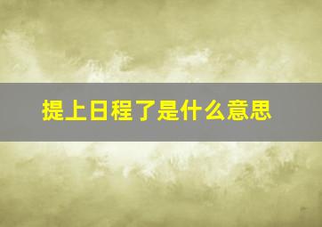 提上日程了是什么意思