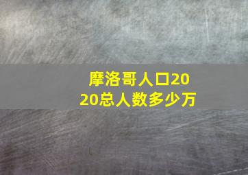 摩洛哥人口2020总人数多少万