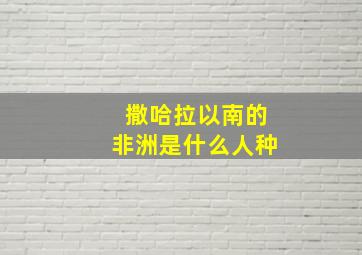 撒哈拉以南的非洲是什么人种