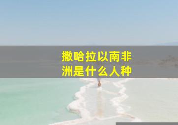 撒哈拉以南非洲是什么人种