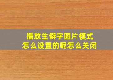 播放生僻字图片模式怎么设置的呢怎么关闭